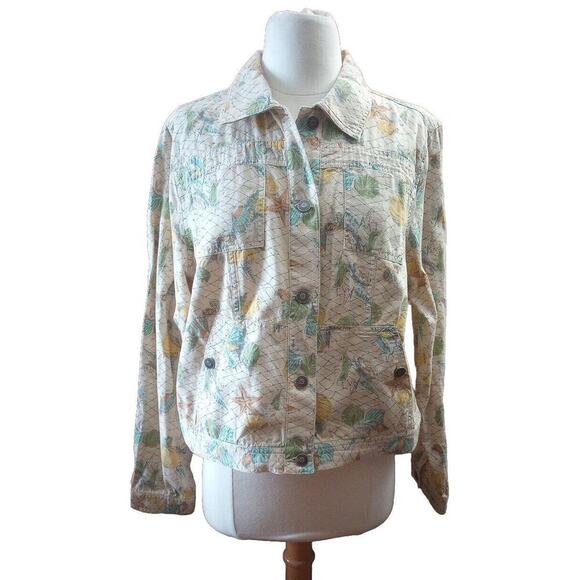 Liz Claiborne Jacket Sz L Beige Seashell Shacket NWT American Getaway C-1 - Picture 10 of 10